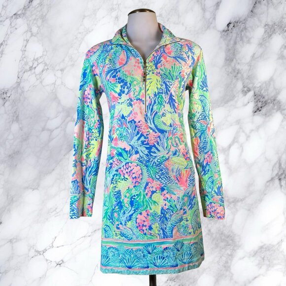 Lilly Pulitzer Mermaid's Cove Skipper Popover Dress - Picture 1 of 11